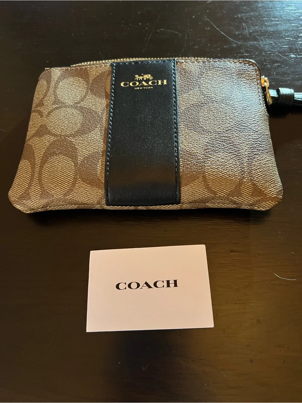 Coach Coated Canvas Corner Zip Wristlet